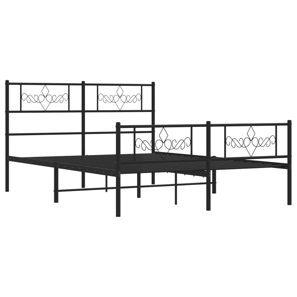Bettgestell mit Kopfteil Metall Schwarz 100x190 cm