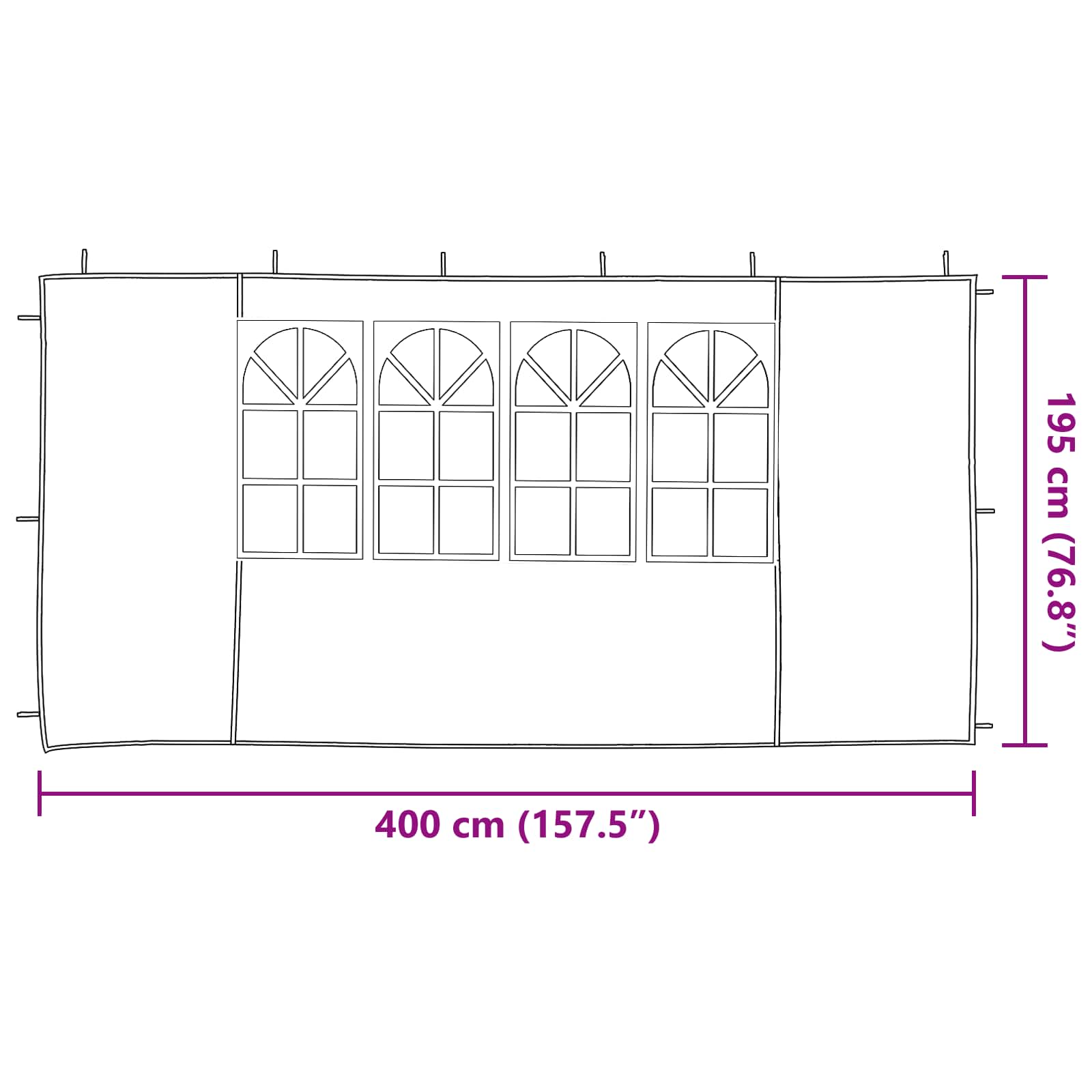 Party Zelt Seitenteil 2 pcs 300 x 195 cm Rot PE und Stahl