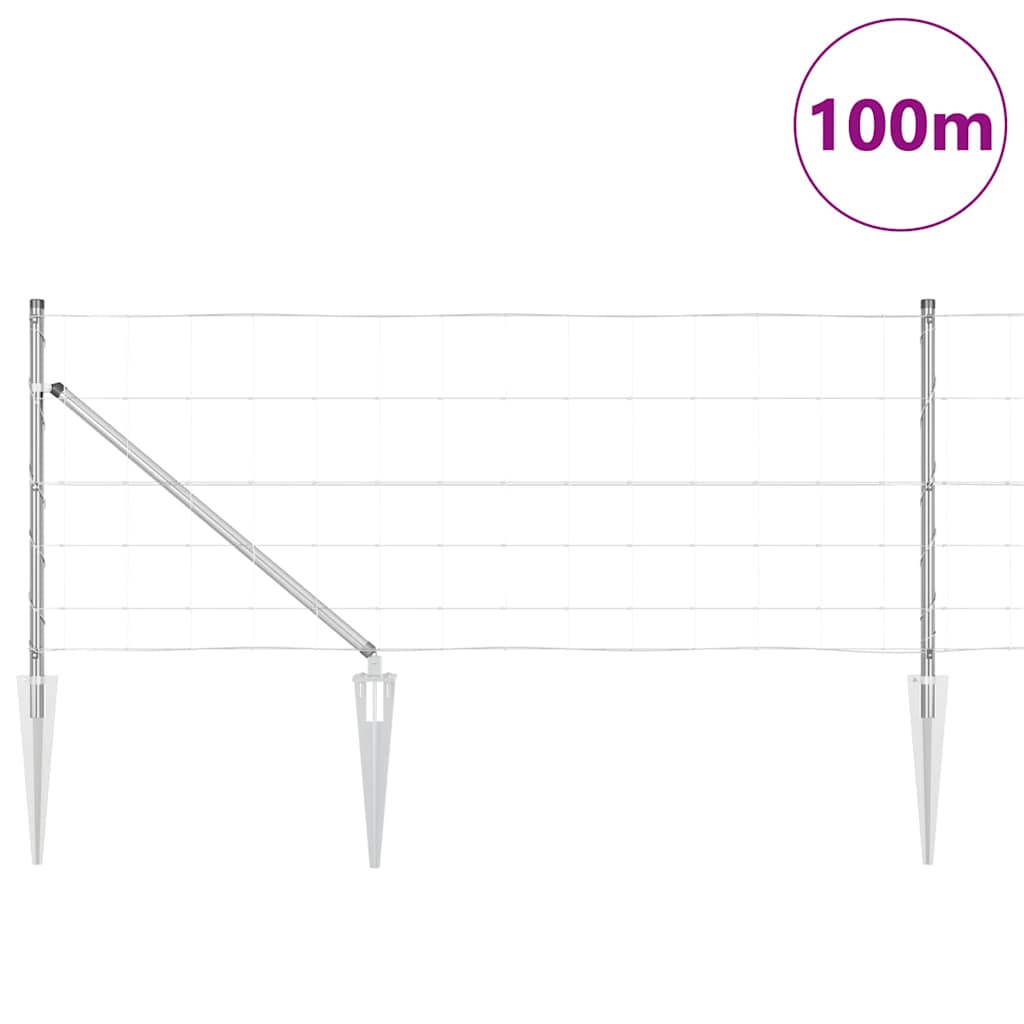 Ground Fix Geschweißter Drahtzaun 25 x 0,8 m Silber Netz