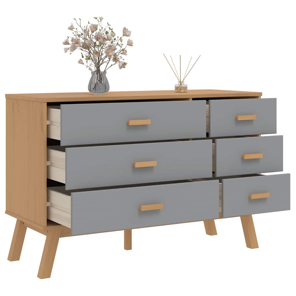 Schubladenschrank OLDEN Braun Massivholz Kiefer