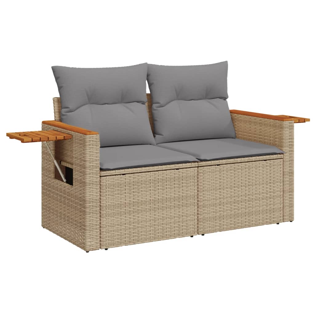 10-tlg. Garten-Sofagarnitur mit Kissen Schwarz Poly Rattan