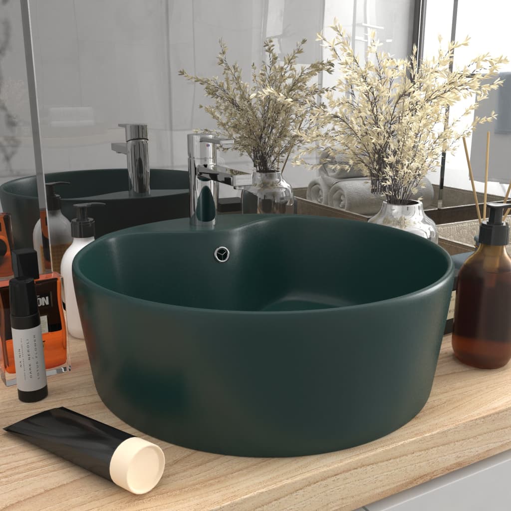 Luxus-Waschbecken mit Überlauf Matt-Weiß 36x13 cm Keramik