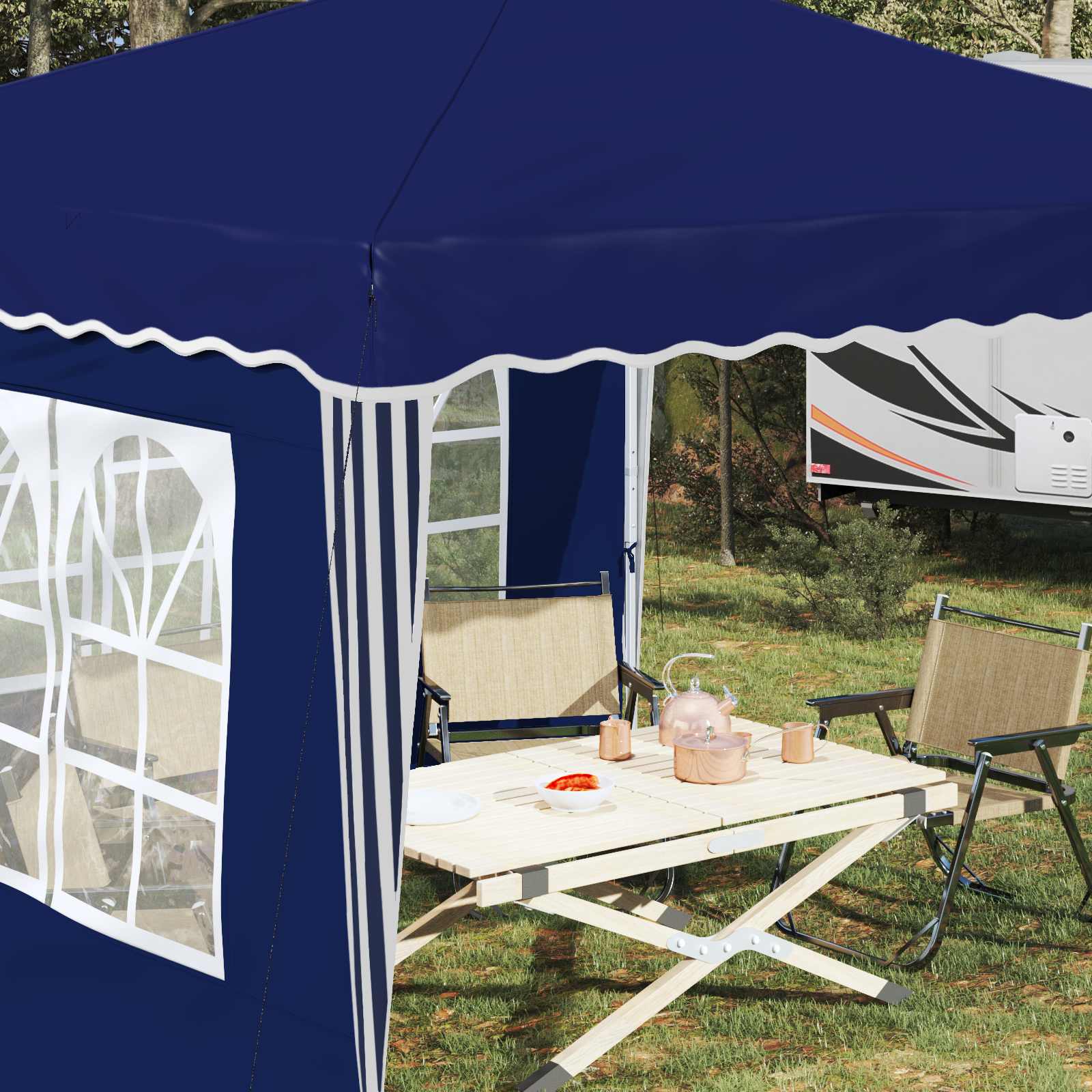 Pop-up Partyzelt 288 x 288 x 245 cm Creme Oxford-Stoff