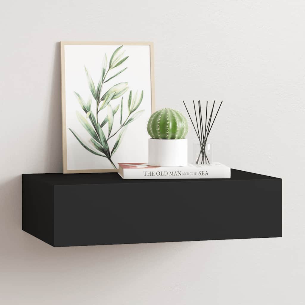 Wandregal mit Schublade Weiß 40x23,5x10 cm MDF
