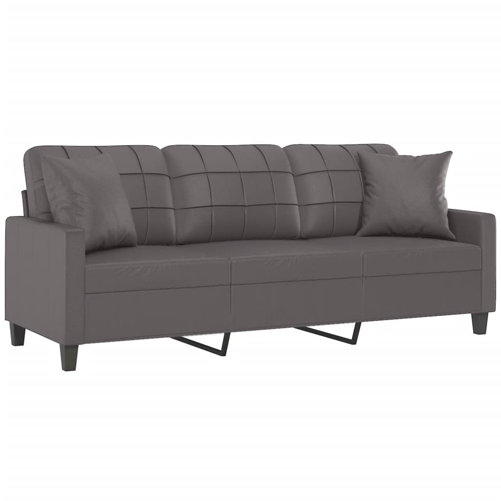 3-Sitzer-Sofa mit Zierkissen Schwarz 180 cm Kunstleder