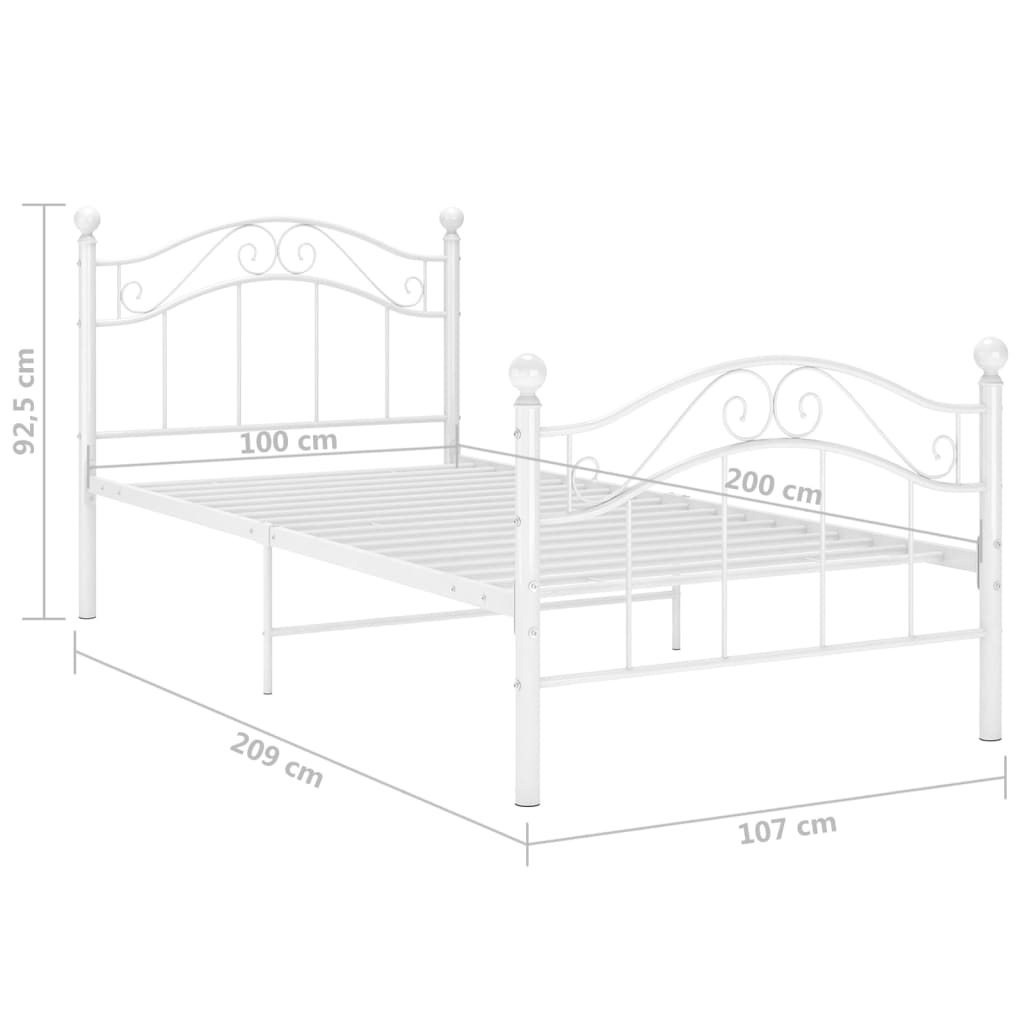Bett Schwarz Metall 90x200 cm