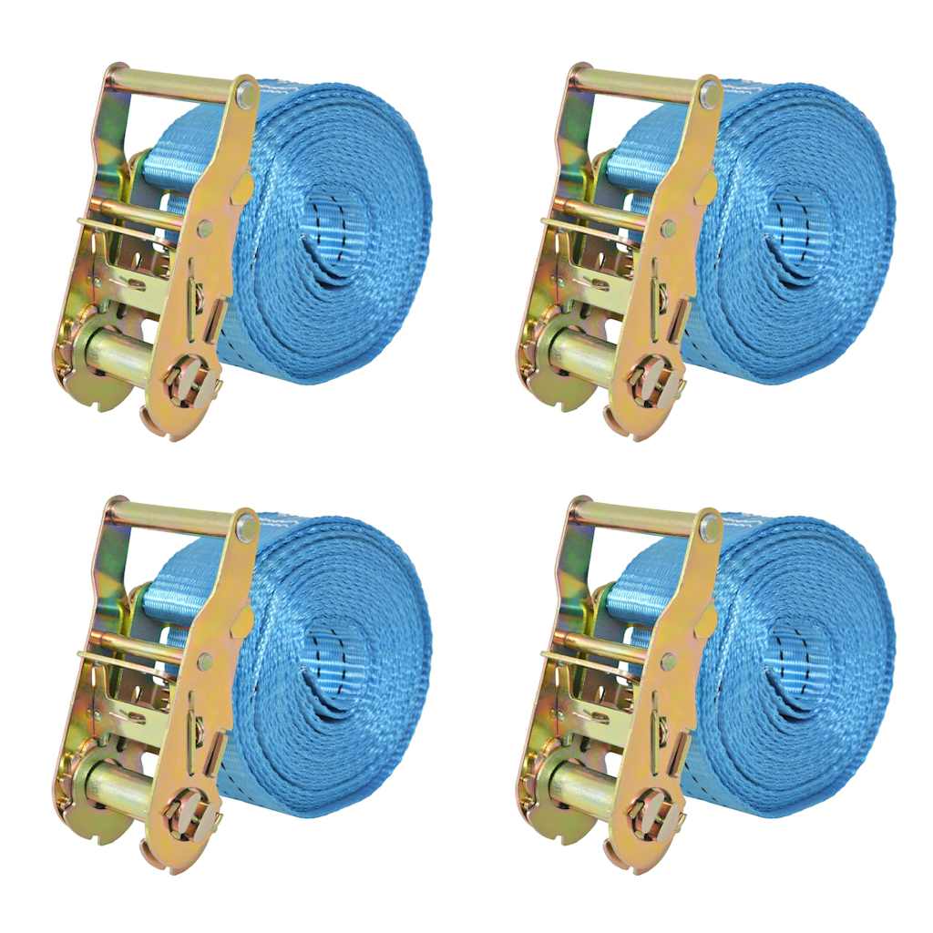 Ratschen-Spanngurte 4 Stk. 0,8 Tonnen 6m×25mm Blau