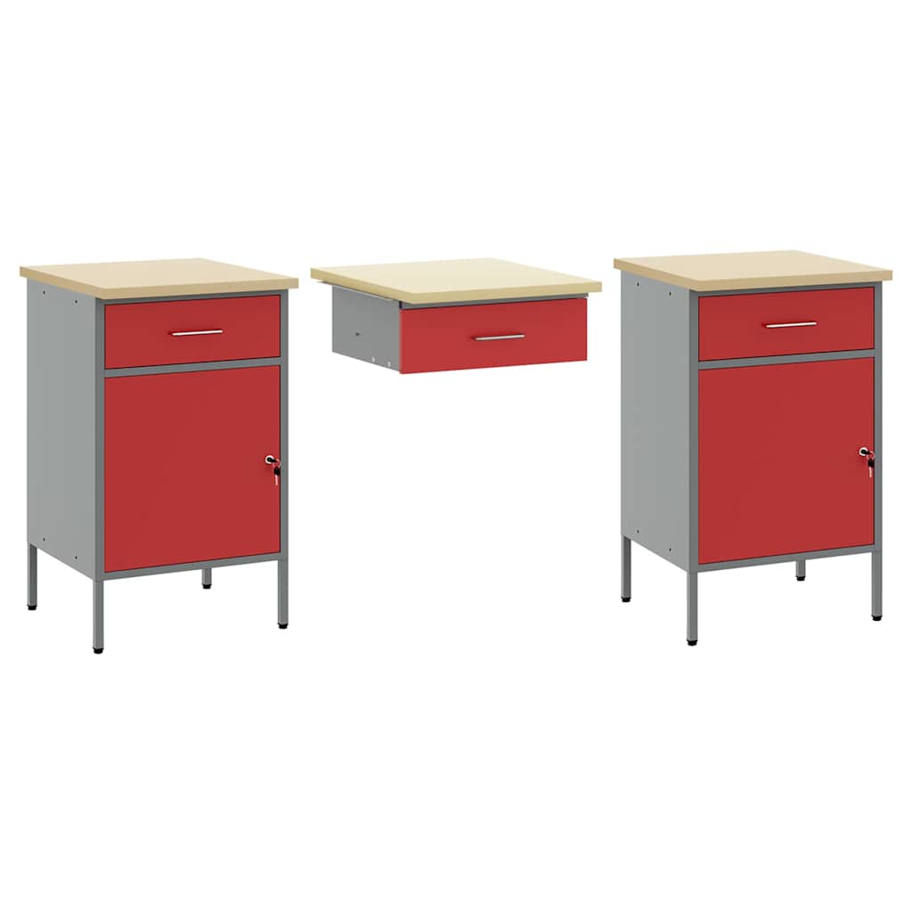 Arbeitsschrankset mit Schubladen mit Regal 8 pcs Grau