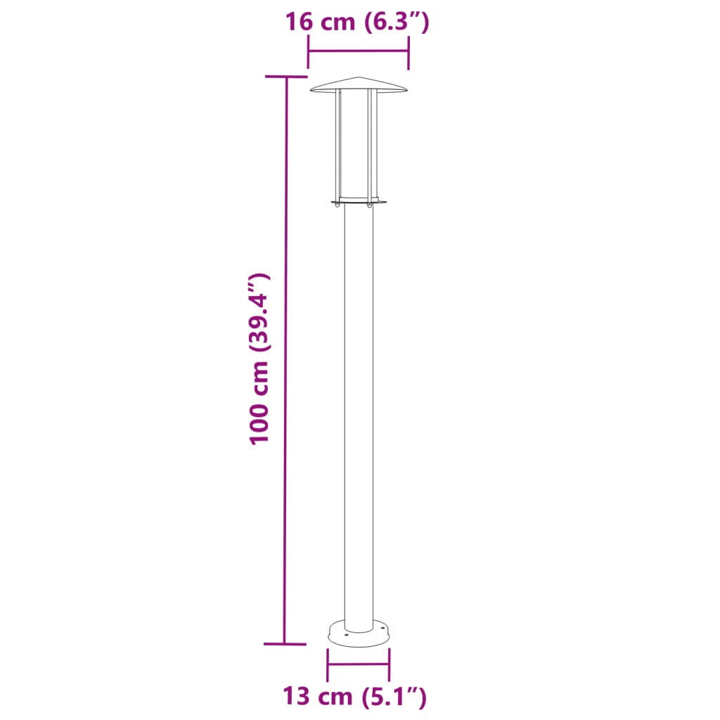 Wegeleuchte Silbern 60 cm Edelstahl