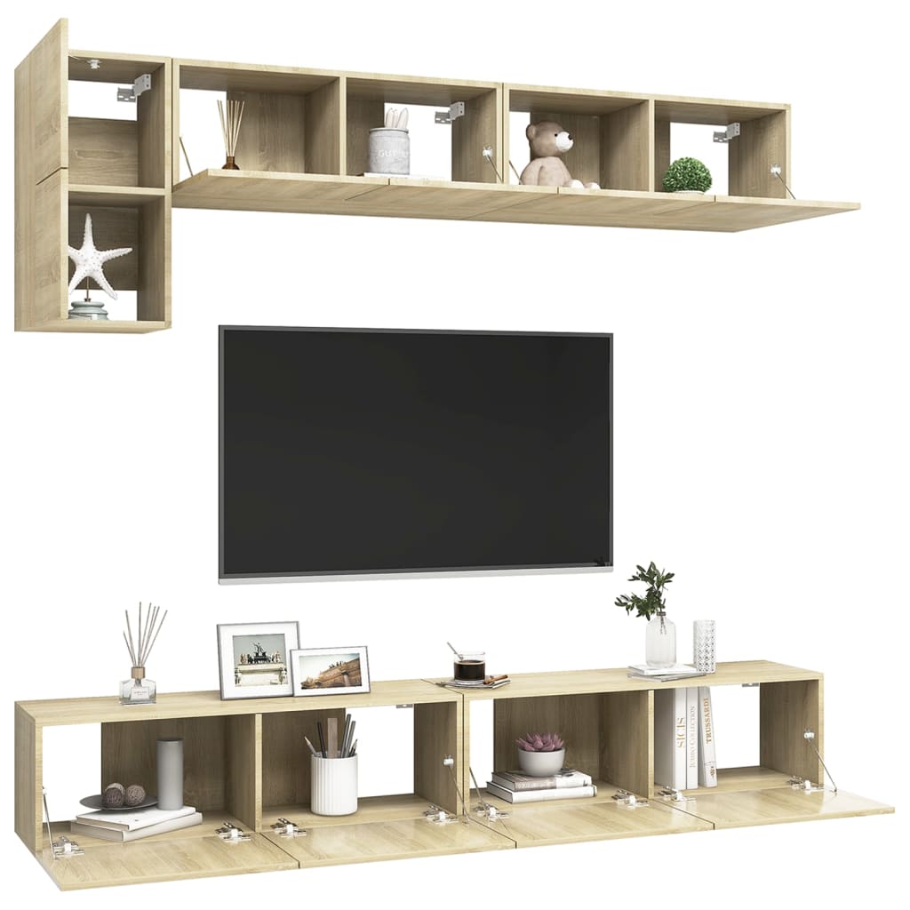 5-tlg. TV-Schrank-Set Weiß Holzwerkstoff