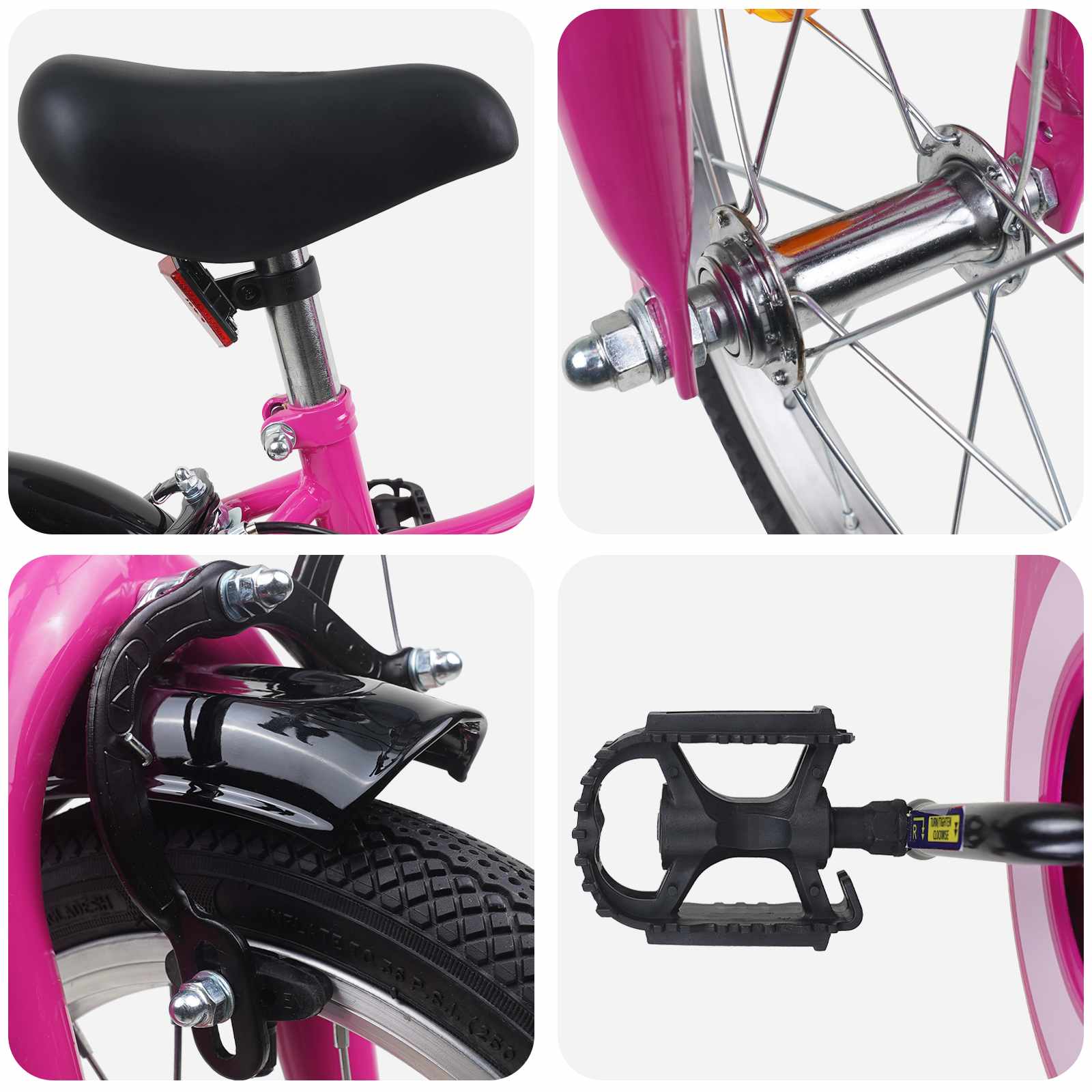 Kinderfahrrad 12 Zoll für 2-4 Jahre alt Pink Weiß