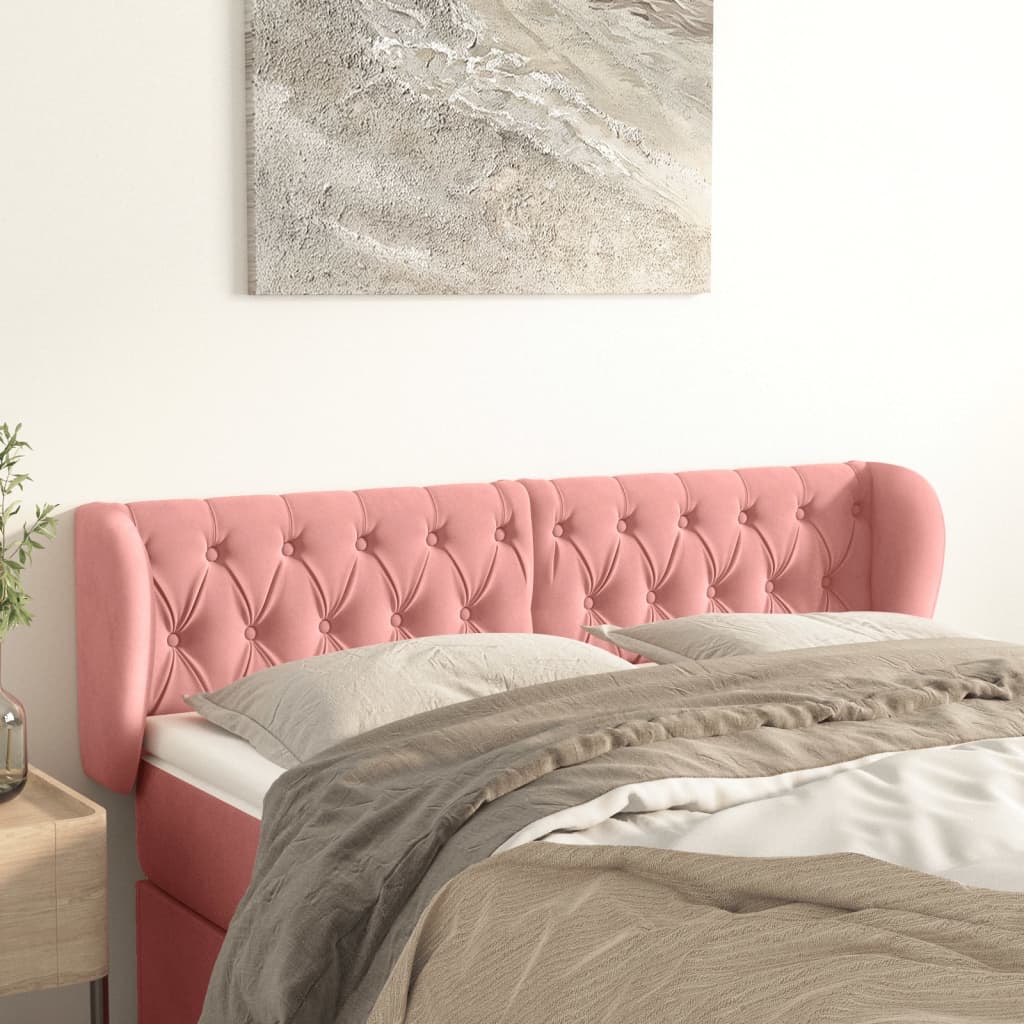 Kopfteil mit Ohren Dunkelblau 93x23x78/88 cm Samt