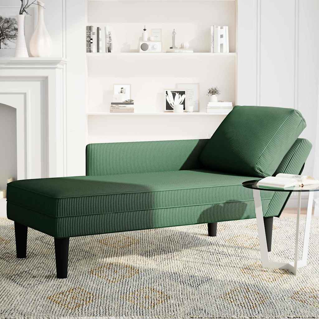 Chaiselongue mit Kissen Hellgrau Cordstoff