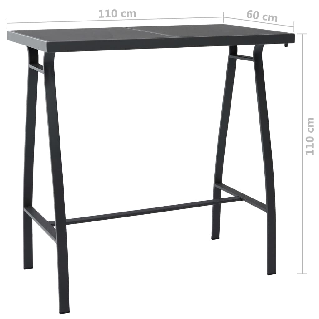 Garten-Bartisch Schwarz 60×60×110 cm Hartglas