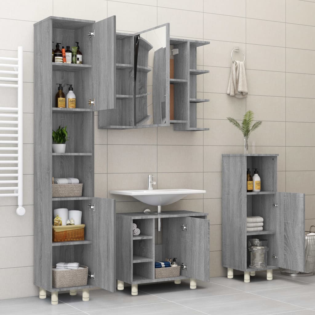 Badezimmerschrank Weiß 30x30x95 cm Holzwerkstoff