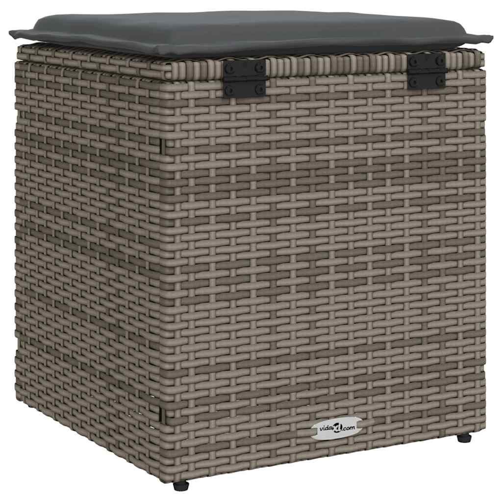 Gartenhocker mit Kissen 2 Stk. Schwarz 40x40x43 cm Poly Rattan