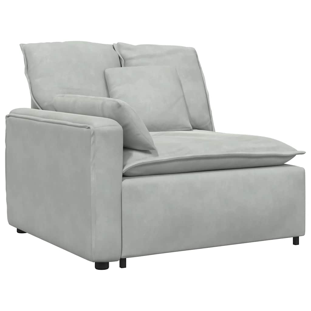 Modulares Sofa Endmodul mit Armlehne Kissen Blau 100 cm