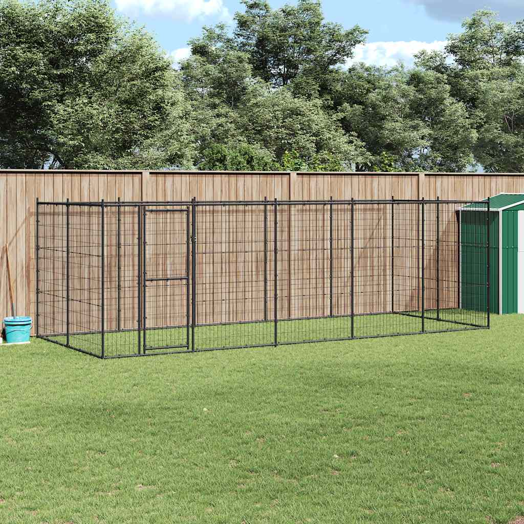 Outdoor-Hundezwinger mit Überdachung Stahl 7,26 m²