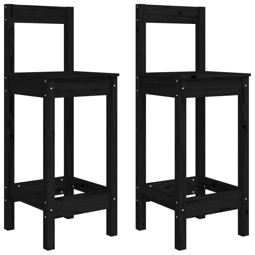 Barstühle 2 Stk. Schwarz 40x40x78 cm Massivholz Kiefer