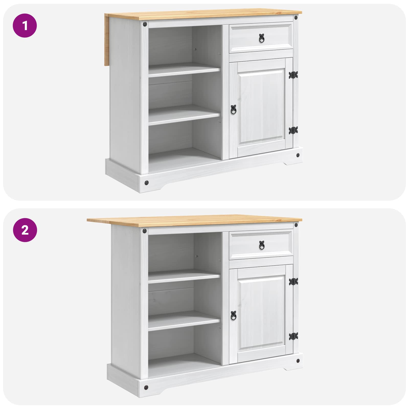 Küchentrolley 2 pcs Honigwachs 112 x 70 x 91,5 cm Massiv-Kiefer
