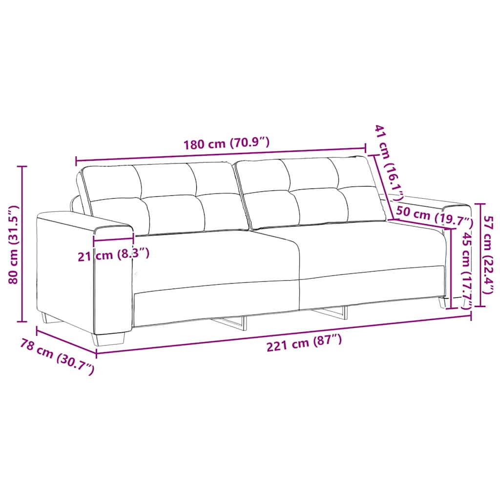 2-teiliges Sofa-Set mit Kissen, hellgrauer Samt
