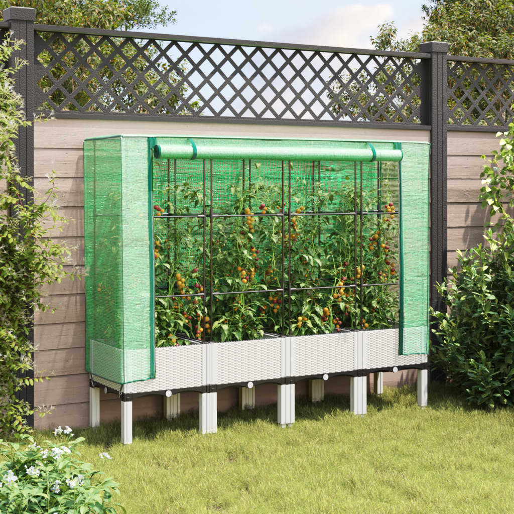 Hochbeet mit Gewächshaus-Aufsatz Rattan-Optik 40x40x140 cm