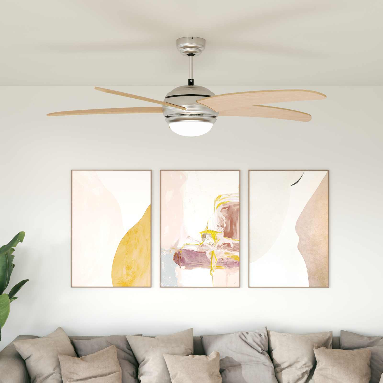 Deckenventilator mit Licht und Fernbedienung Ø 130 cm Weiß