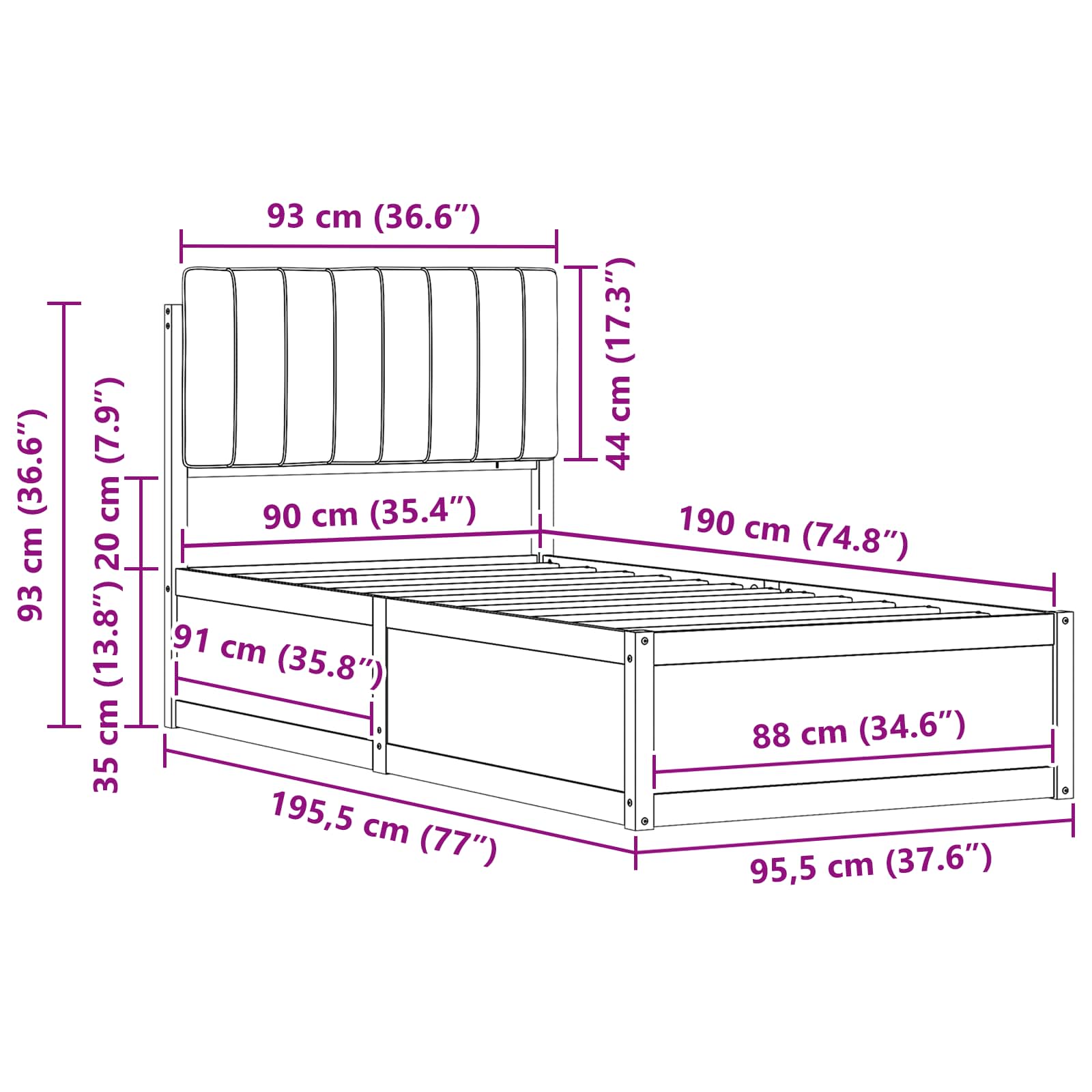 Bettgestell mit gepolstertem Kopfteil Hellgrau 200 x 200 cm