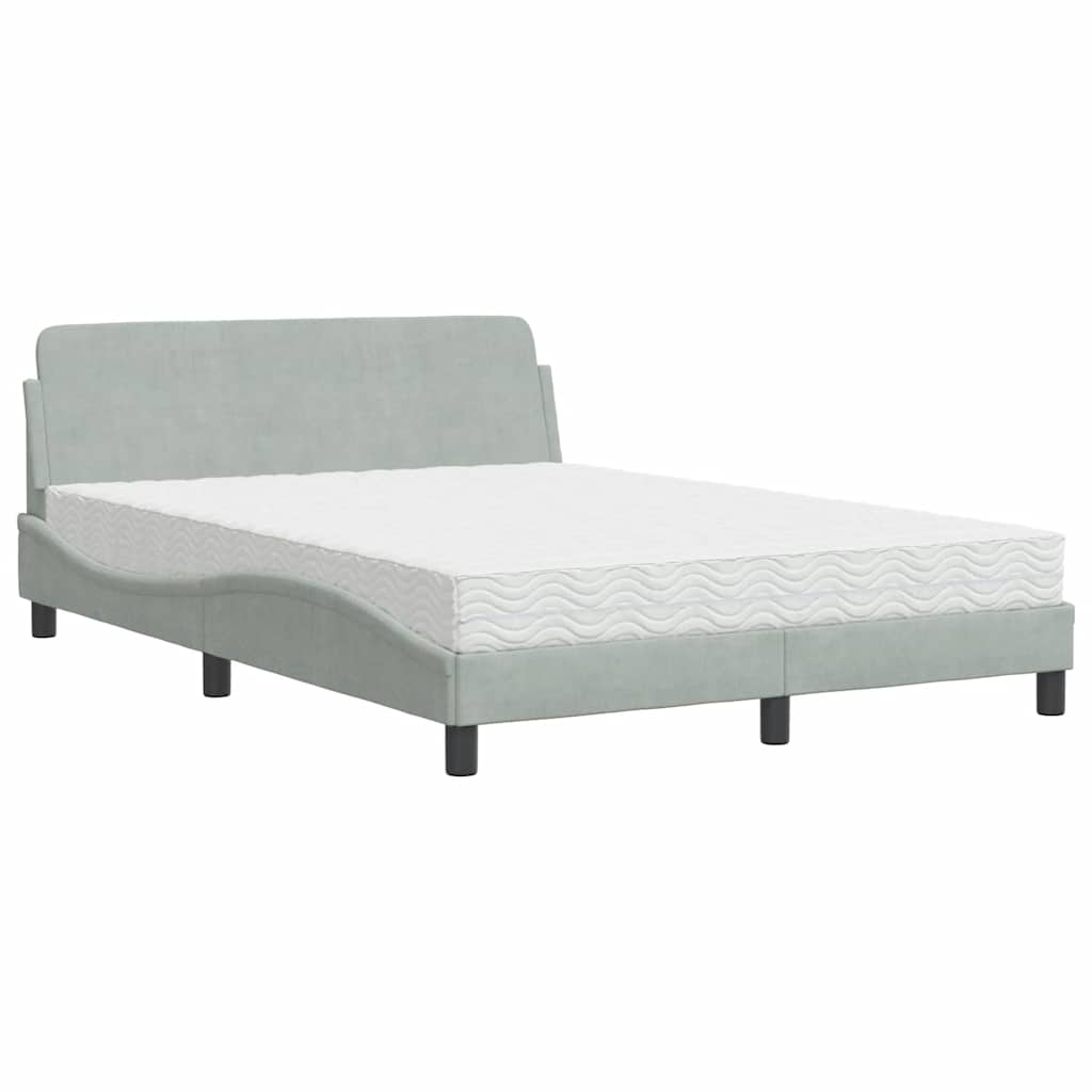 Bett mit Matratze "Dover" Hellgrau 80x200 cm Samt