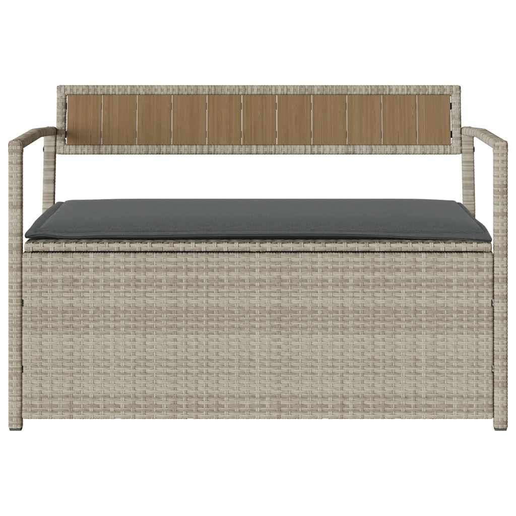 Gartenbank mit Stauraum und Kissen Schwarz Poly Rattan