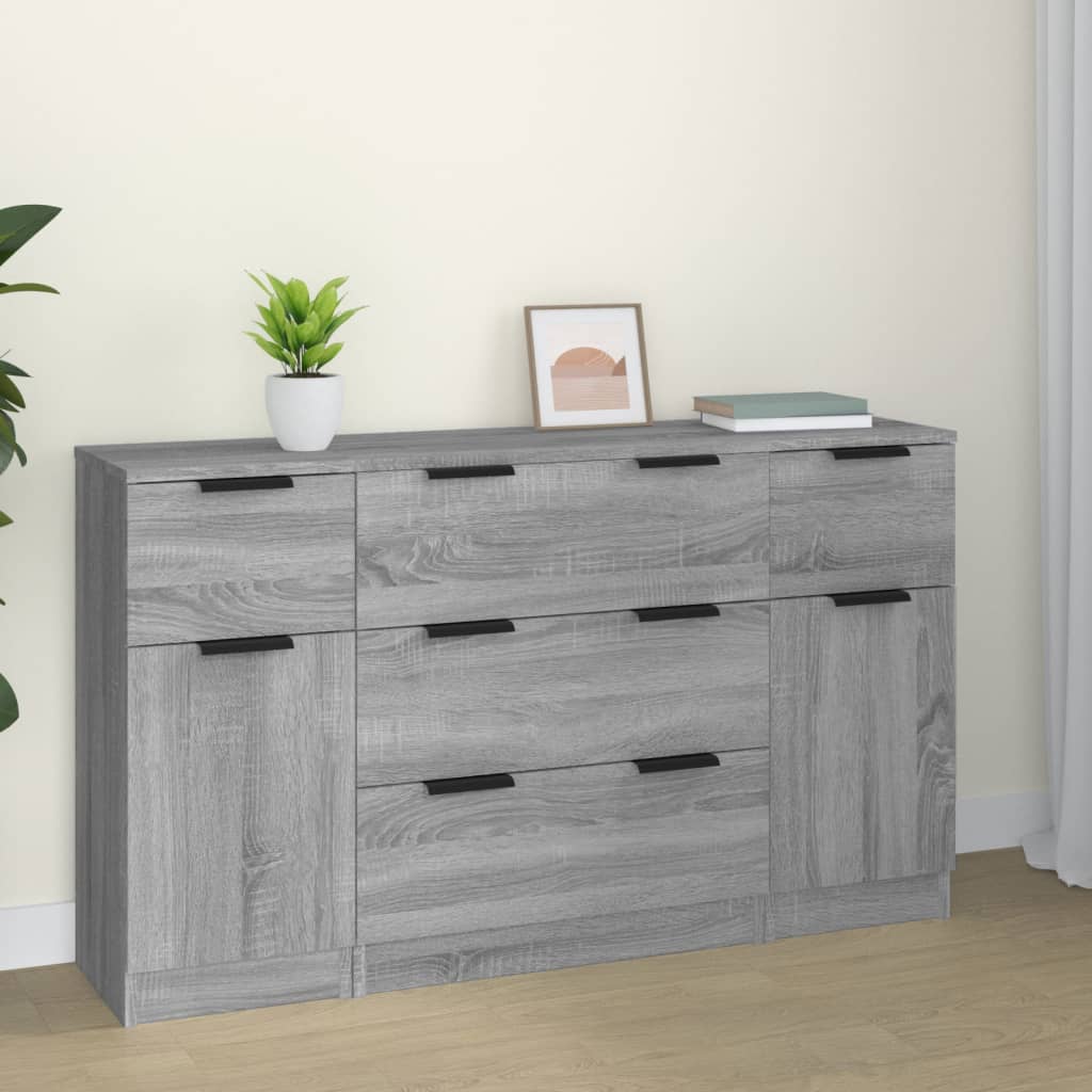 3-tlg. Sideboard-Set Weiß Holzwerkstoff