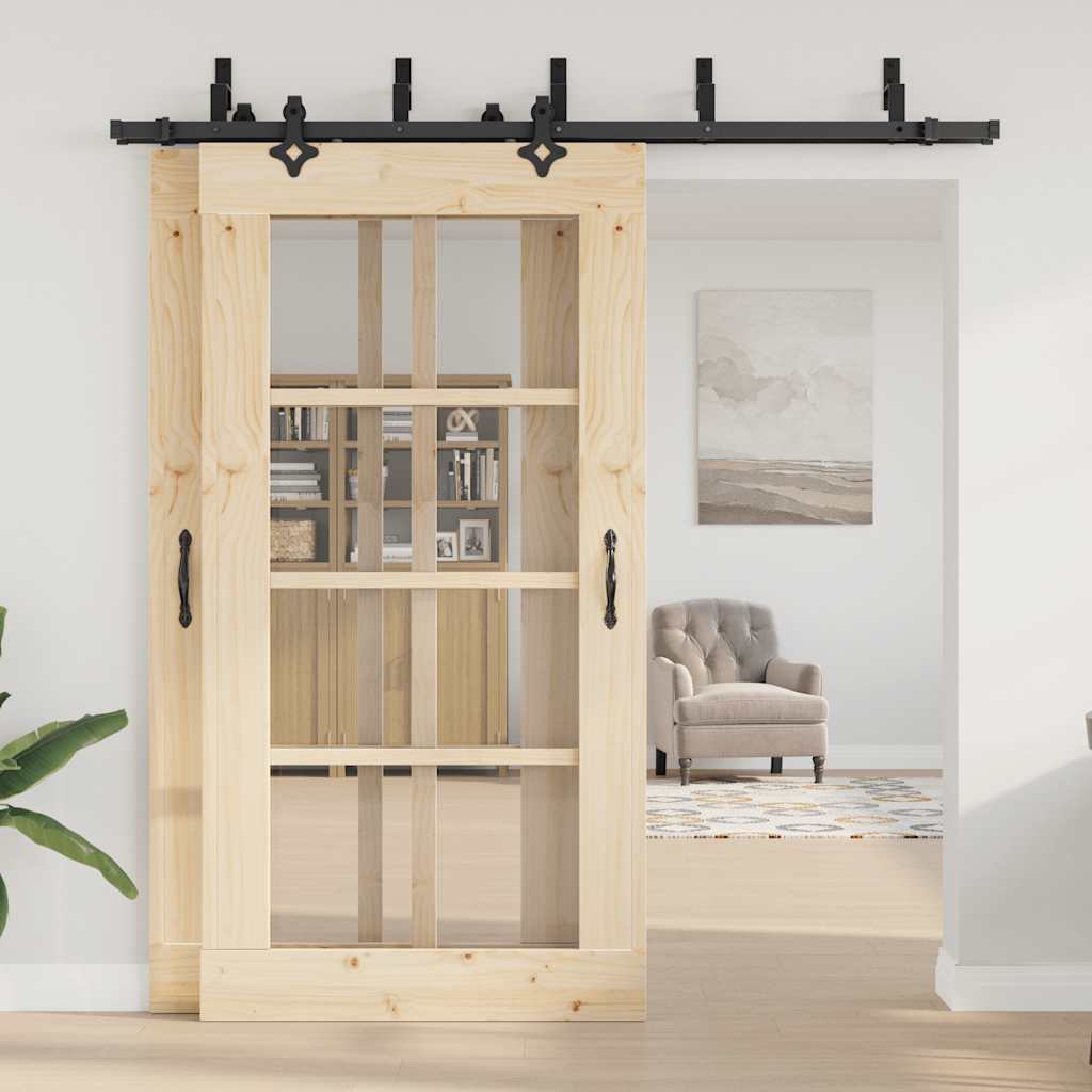 Schiebetürbeschlag-Set 152,5 cm Stahl Schwarz