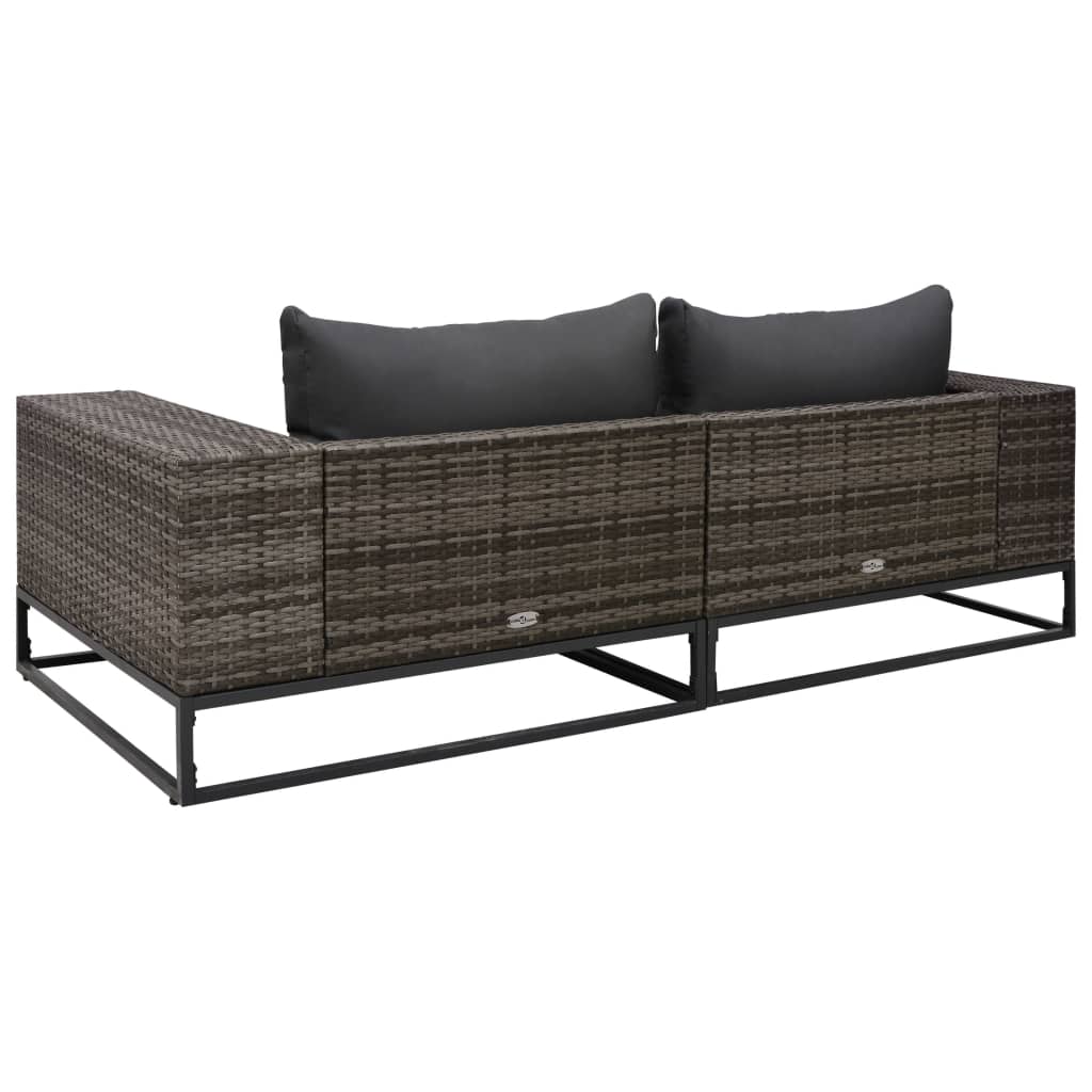 5-tlg. Garten-Sofagarnitur mit Auflagen Poly Rattan Grau