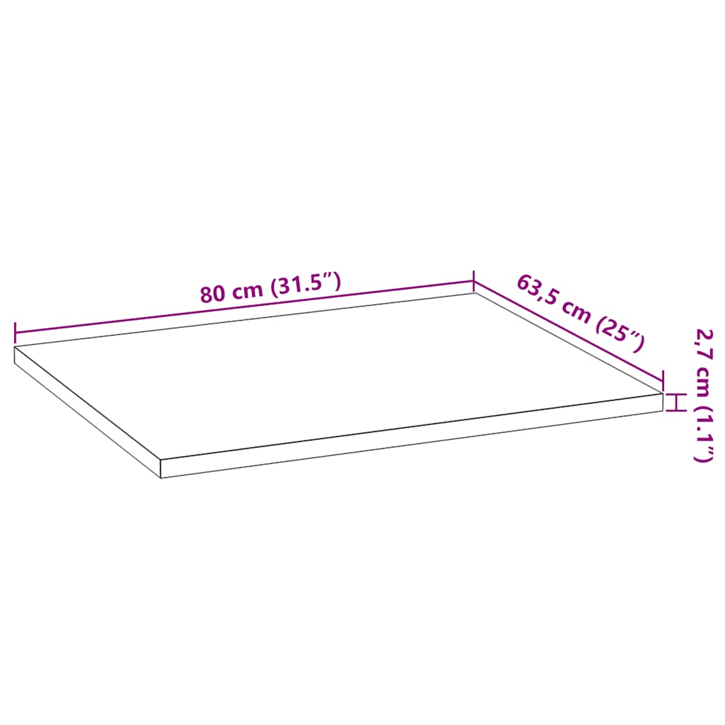 Küchenarbeitsplatte 40x63,5x2,7 cm Massivholz Eiche Rechteckig