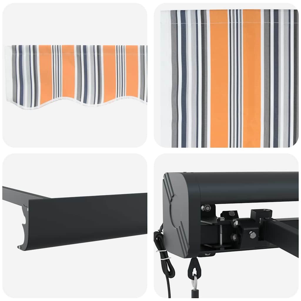 Markise Einziehbar Blau und Weiß 4x3 m Stoff und Aluminium