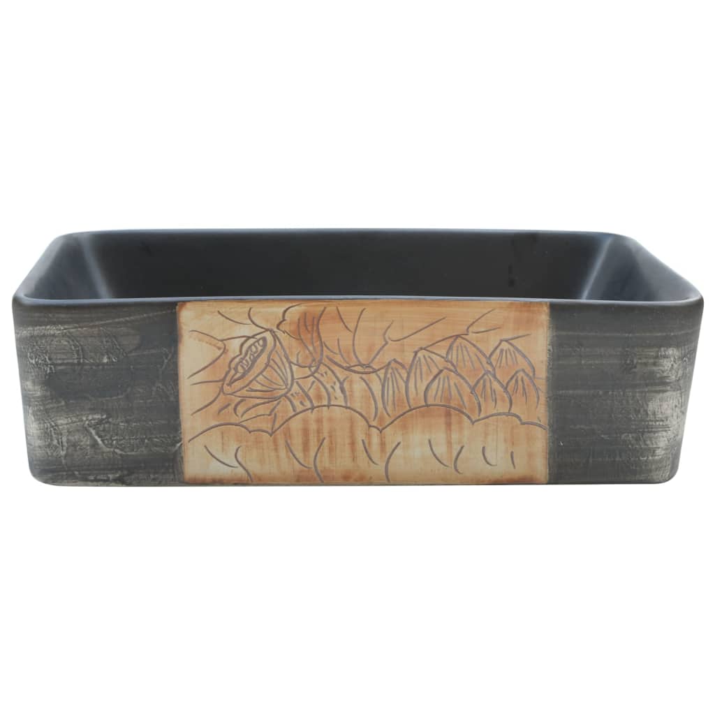 Aufsatzwaschbecken Schwarz Blau Rechteckig 46x35,5x13cm Keramik