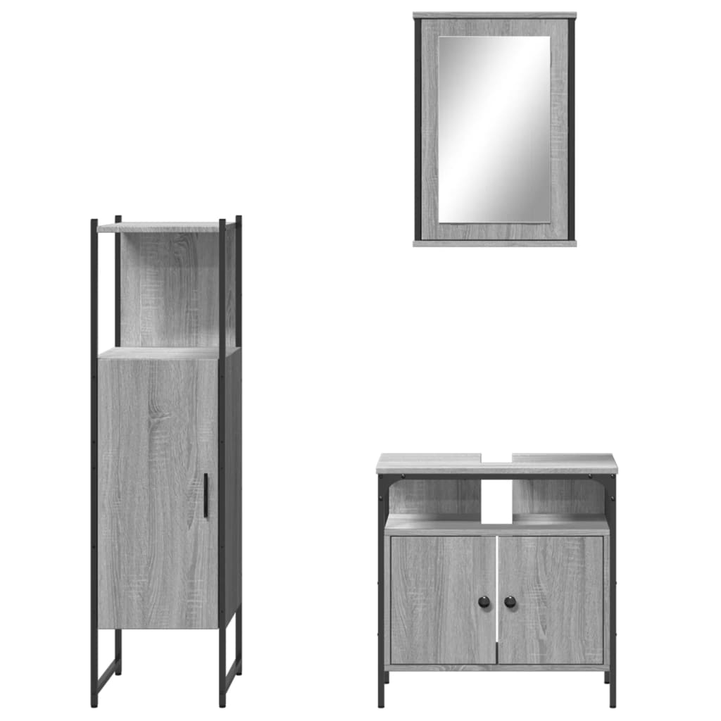 3-tlg. Badmöbel-Set Räuchereiche Holzwerkstoff