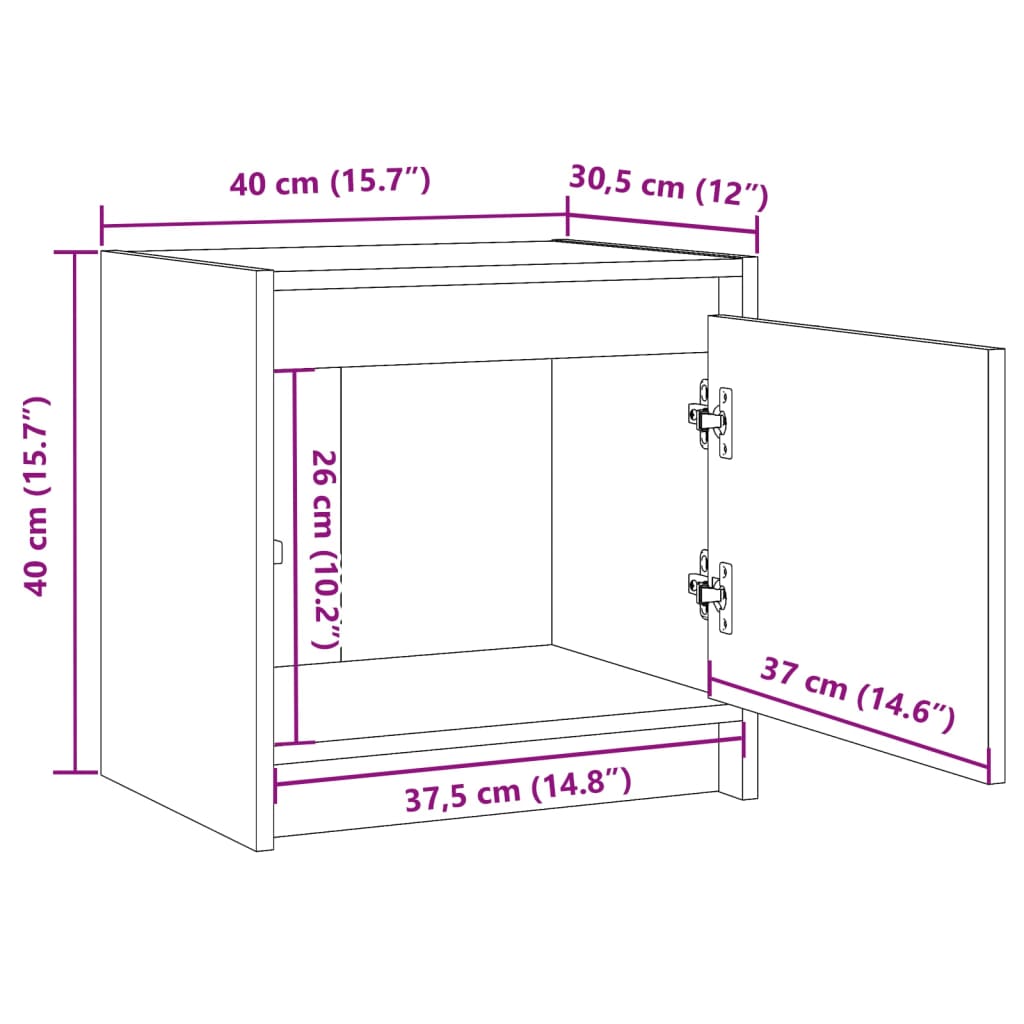 Nachttisch 40x30,5x40 cm Massivholz Kiefer