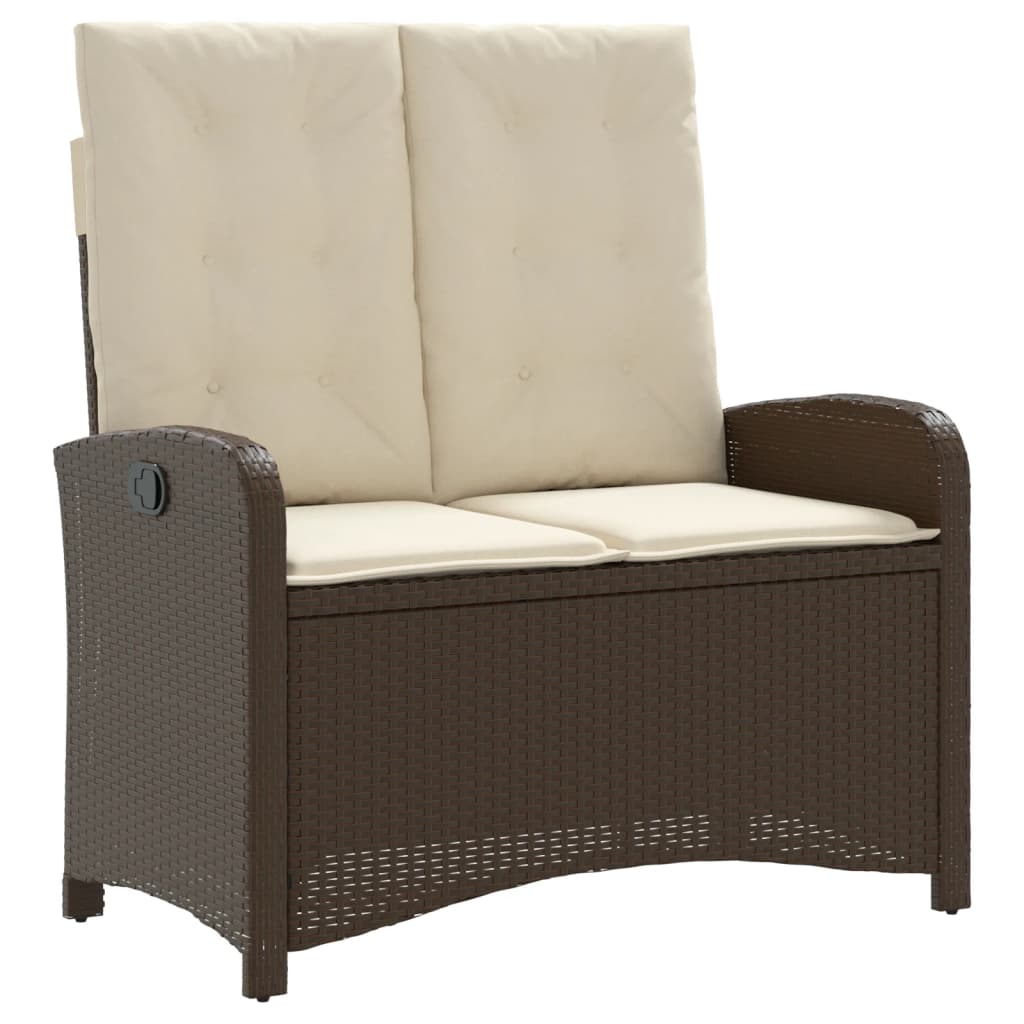 Gartenbank Verstellbar mit Kissen Schwarz Poly Rattan