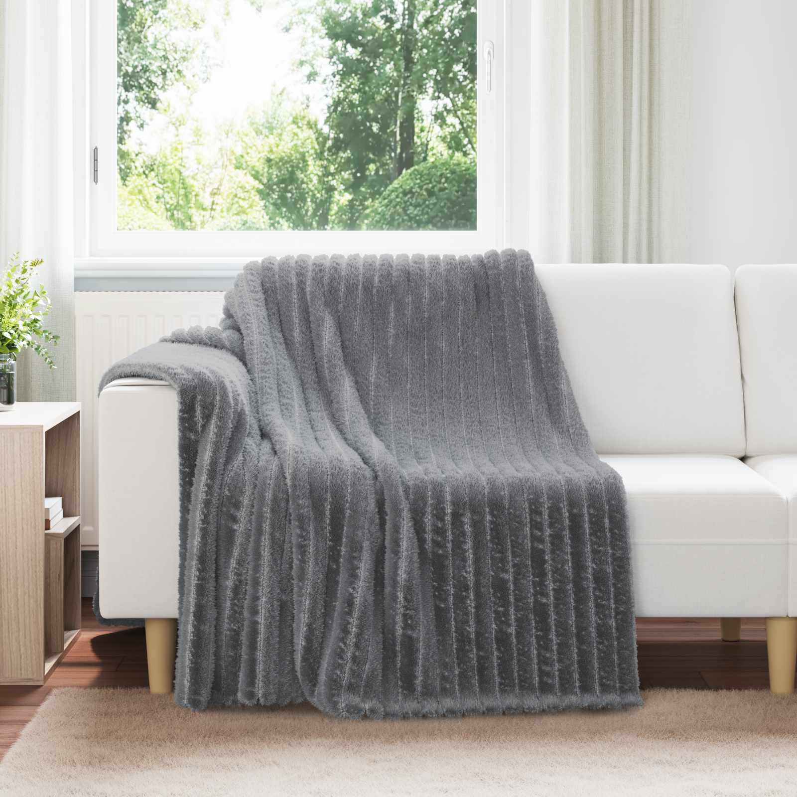 Überwurfdecke Beige 150 x 130 cm Fleece