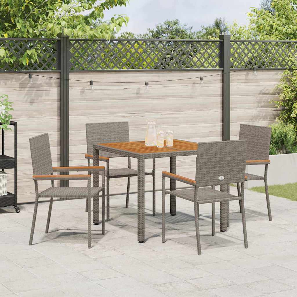 Garten Essgruppe 3 pcs Schwarz Poly-Rattan