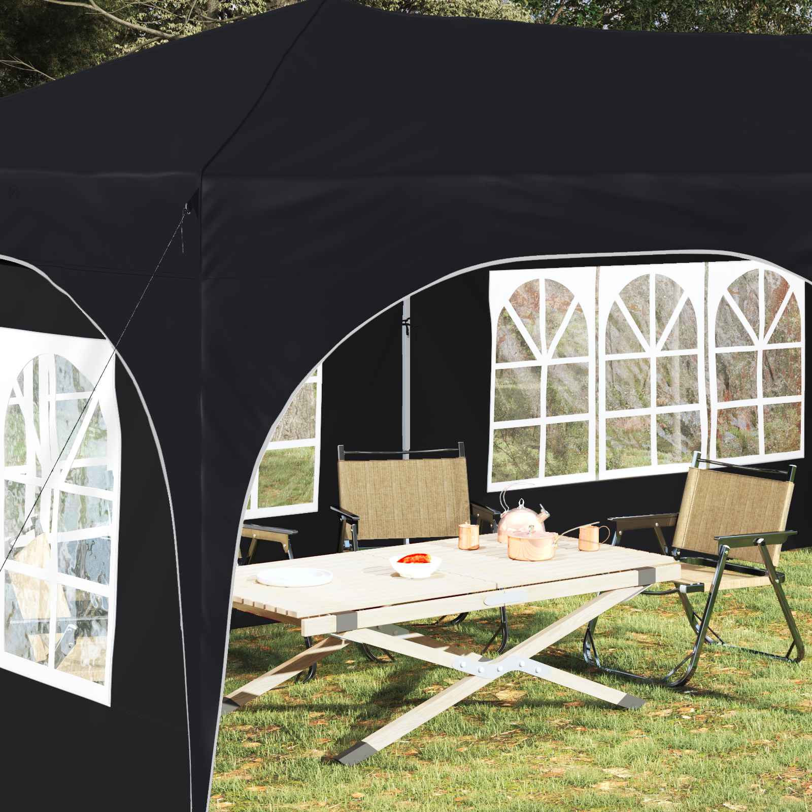 Pop-up Partyzelt 575 x 288 x 245 cm Creme Oxford-Stoff