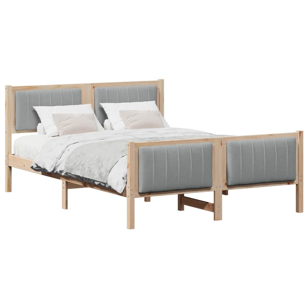 Bettgestell Braun und hellgrau 200 x 200 cm Massivholz Kiefer