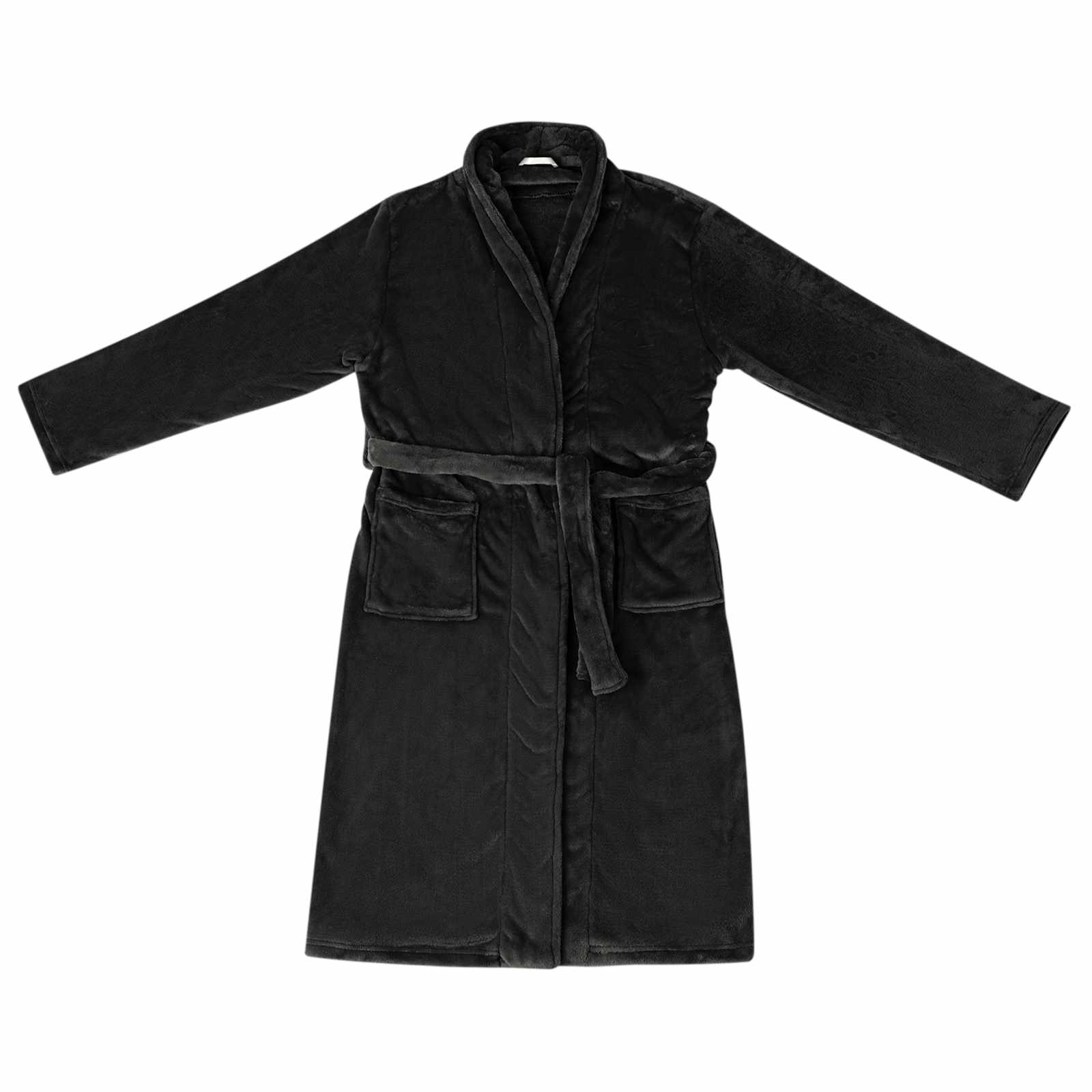 Bademantel ohne Kapuze Beige S Flanell