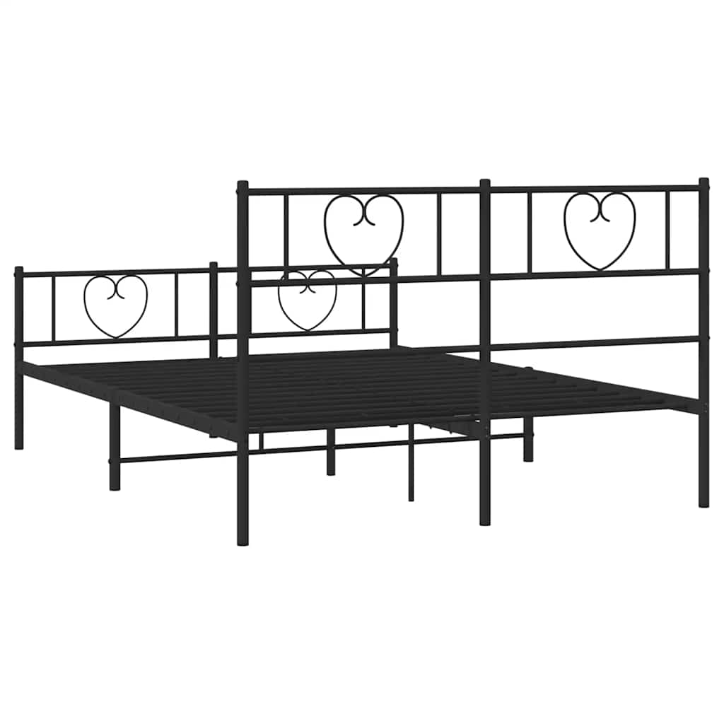 Bettgestell mit Kopfteil Metall Schwarz 100x190 cm