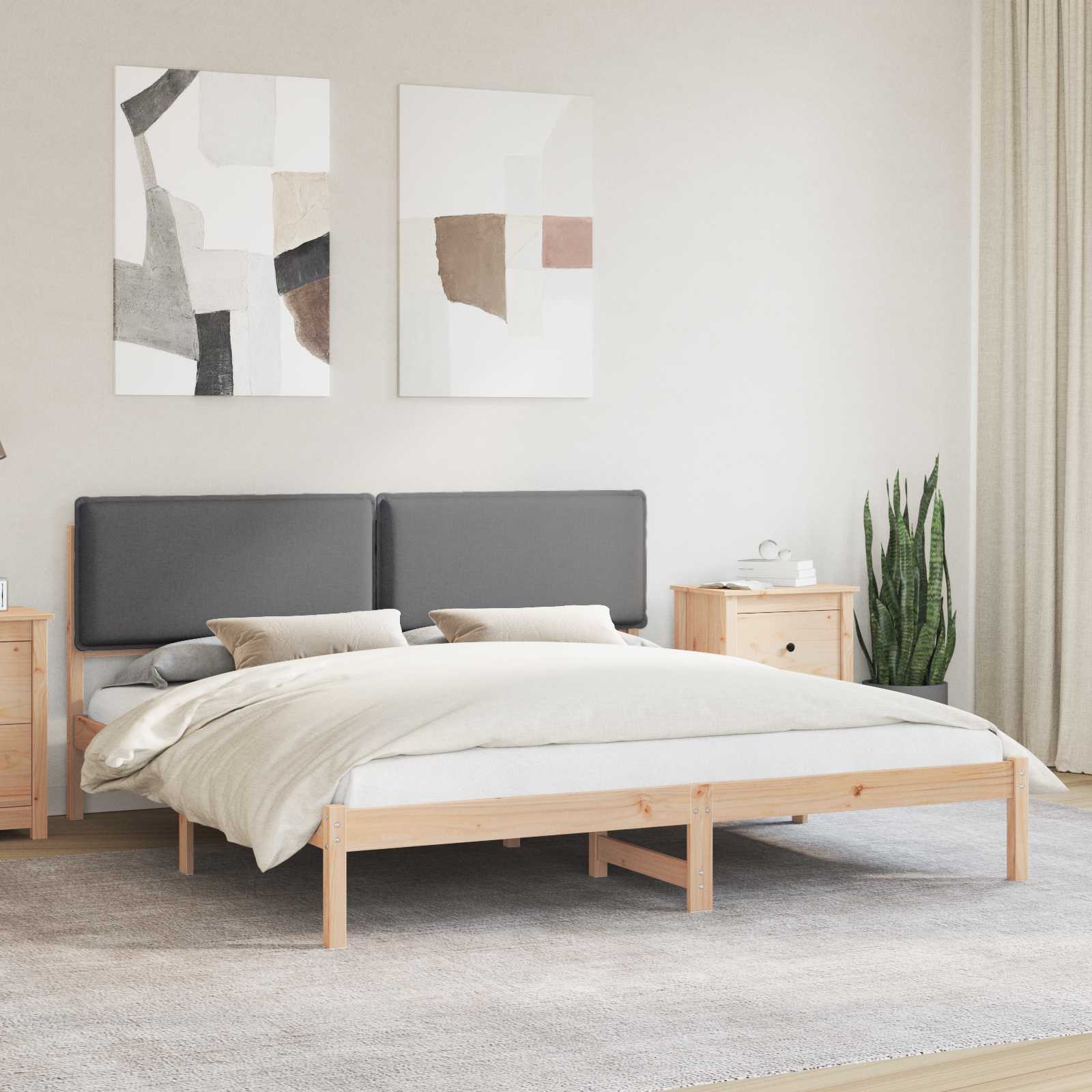 Bettgestell mit gepolstertem Kopfteil Hellgrau 200 x 200 cm