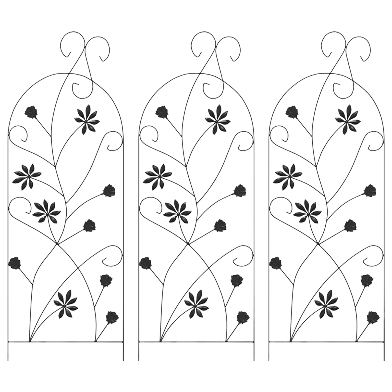 Gartenzaun mit Schloss 3 pcs Schwarz 112 x 39,5 cm Stahl