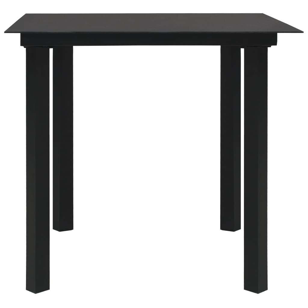 Garten-Esstisch Schwarz 150x80x74 cm Stahl und Glas