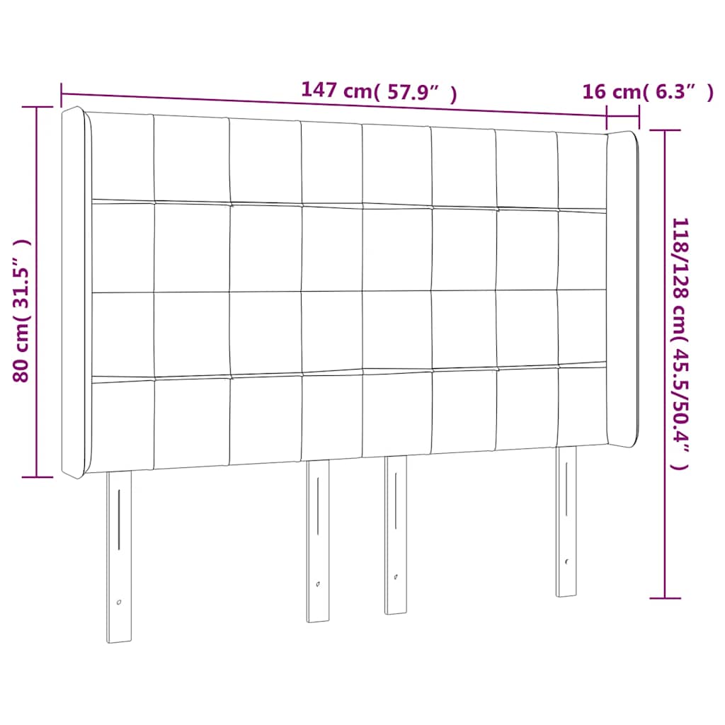 Kopfteil mit Ohren Dunkelblau 93x16x78/88 cm Samt
