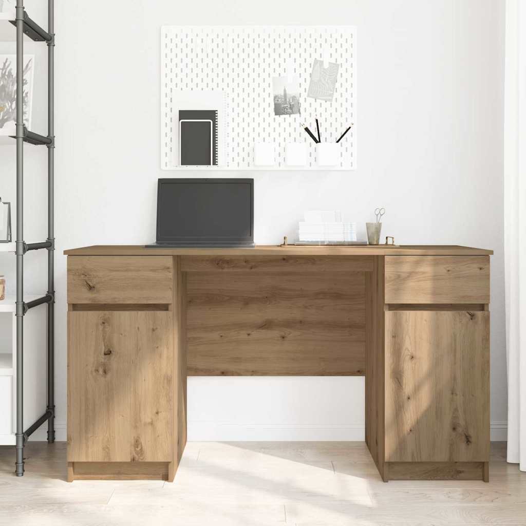 Schreibtisch mit Schubladen Weiß 140 x 49 x 76 cm Holzwerkstoff